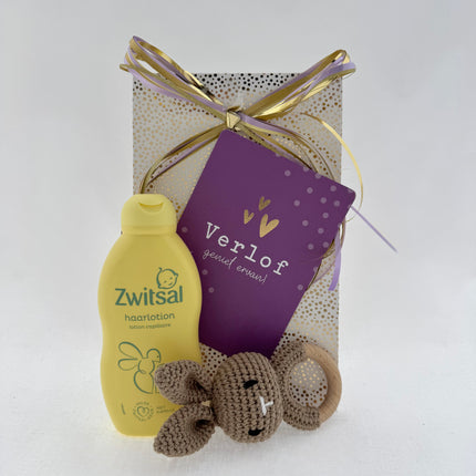 Baby Verlof •Cadeaupakket Neutraal• Zwitsal Rammelaar Konijn