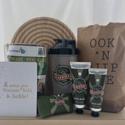 Nieuwjaar •Cadeaupakket Heren• Fakkel Hout Adventure