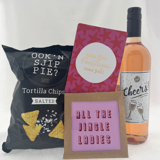 Kerst •Cadeaupakket Dames• Wijn Cheers Rosé