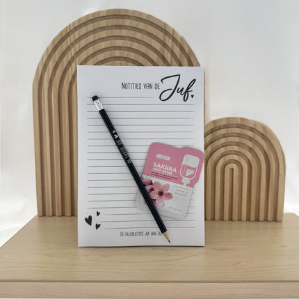 Juf •Cadeaupakket Dames• Notitieblok voor de Juf Maskertje