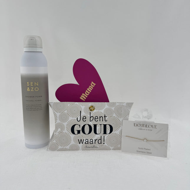 Moederdag •Cadeaupakket Mama• Sen & Zo Jij bent goud waard• armband
