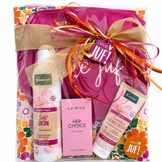 Juf •Cadeaupakket Dames• Bloementas bedankt Lieve Juf •Kneipp La Rive