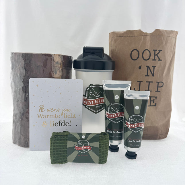 Nieuwjaar •Cadeaupakket Heren• Fakkel Hout Adventure