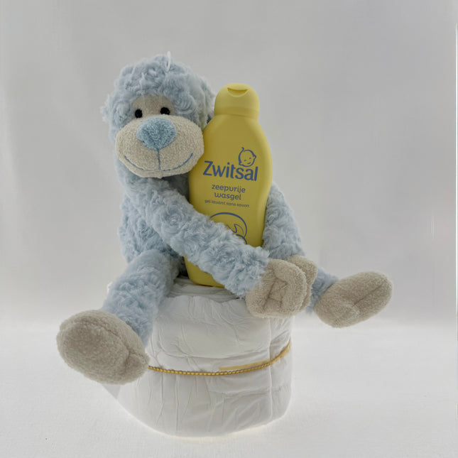 Baby •Kraamcadeau Jongen• Luiertaart Knuffel Zwitsal