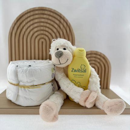 Baby •Kraamcadeau Neutraal• Luiertaart Knuffel Zwitsal