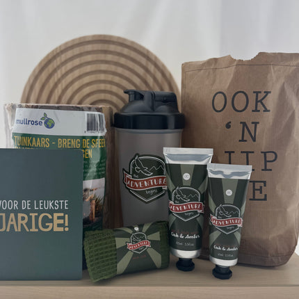 Verjaardag •Cadeaupakket Heren• Fakkel Hout Adventure