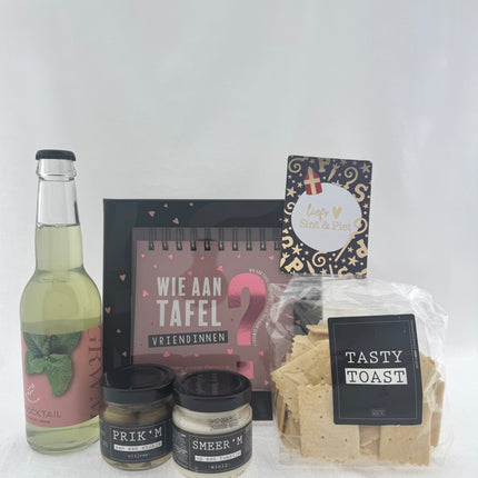 Sinterklaas •Cadeaupakket Dames• Wie aan Tafel Vriendinnen Borrelpakket