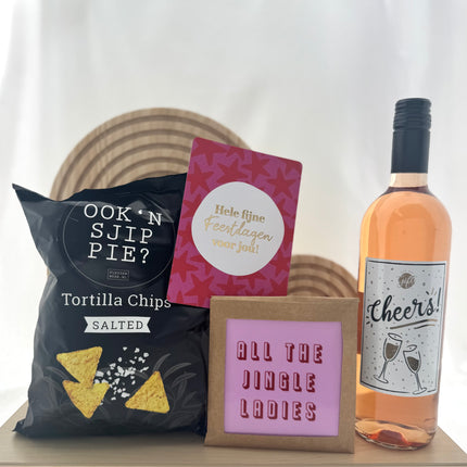 Kerst •Cadeaupakket Dames• Wijn Cheers Rosé