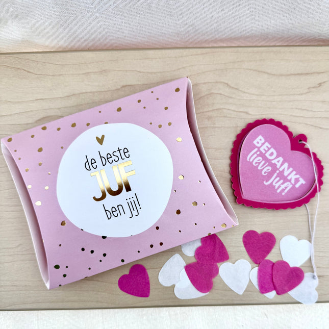 Juf •Cadeaupakket Dames• Lieve juf Geurhanger Cadeaudoosje