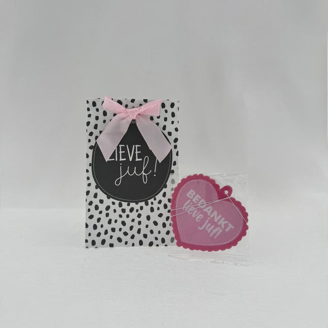 Juf •Cadeaupakket Dames• Lieve juf Geurhanger Cadeauzakje