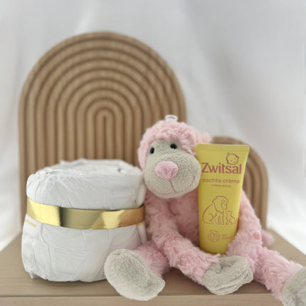 Baby •Kraam Cadeaupakket Meisje• Luiertaart knuffel Zwitsal