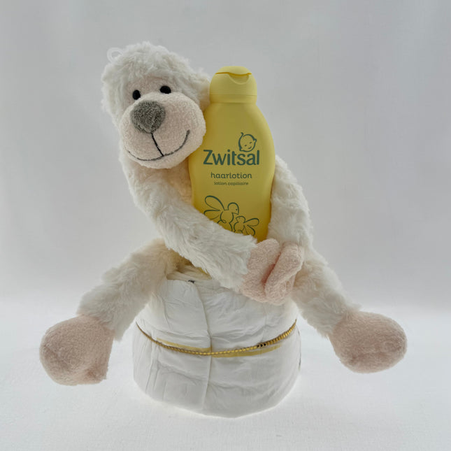 Baby •Kraamcadeau Neutraal• Luiertaart Knuffel Zwitsal