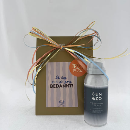 Dag van de Zorg •Cadeaupakket Heren• Sen&Zo Wildstone Showerfoam Mini
