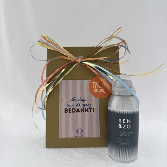 Dag van de Zorg •Cadeaupakket Heren• Sen&Zo Wildstone Showerfoam Mini
